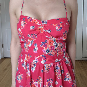 Pink elastic back adjustable mini dress